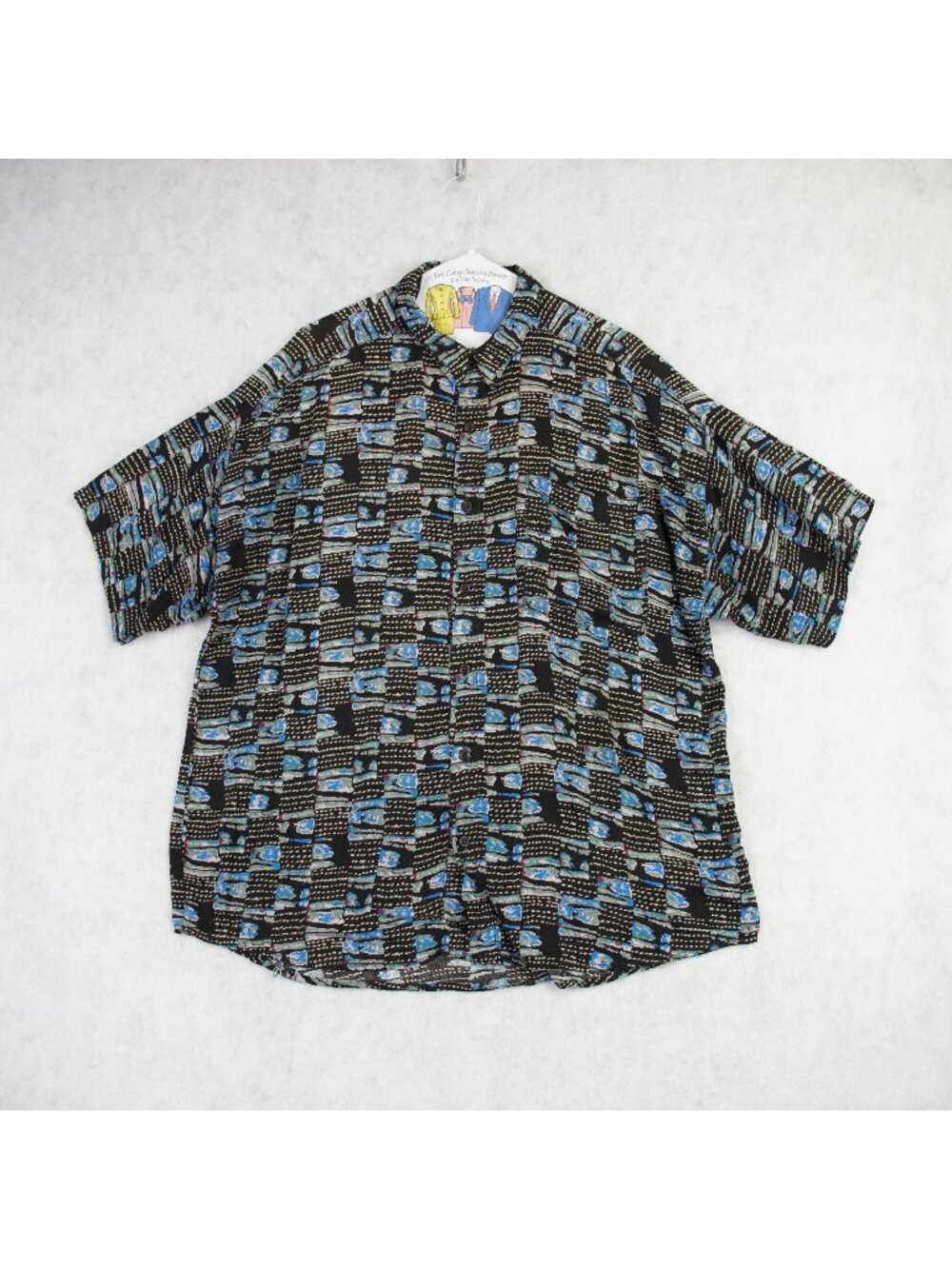 Vintage Maxx FM Mens Abstract Geometric Print Shirt Large Made in USA 90s Retro